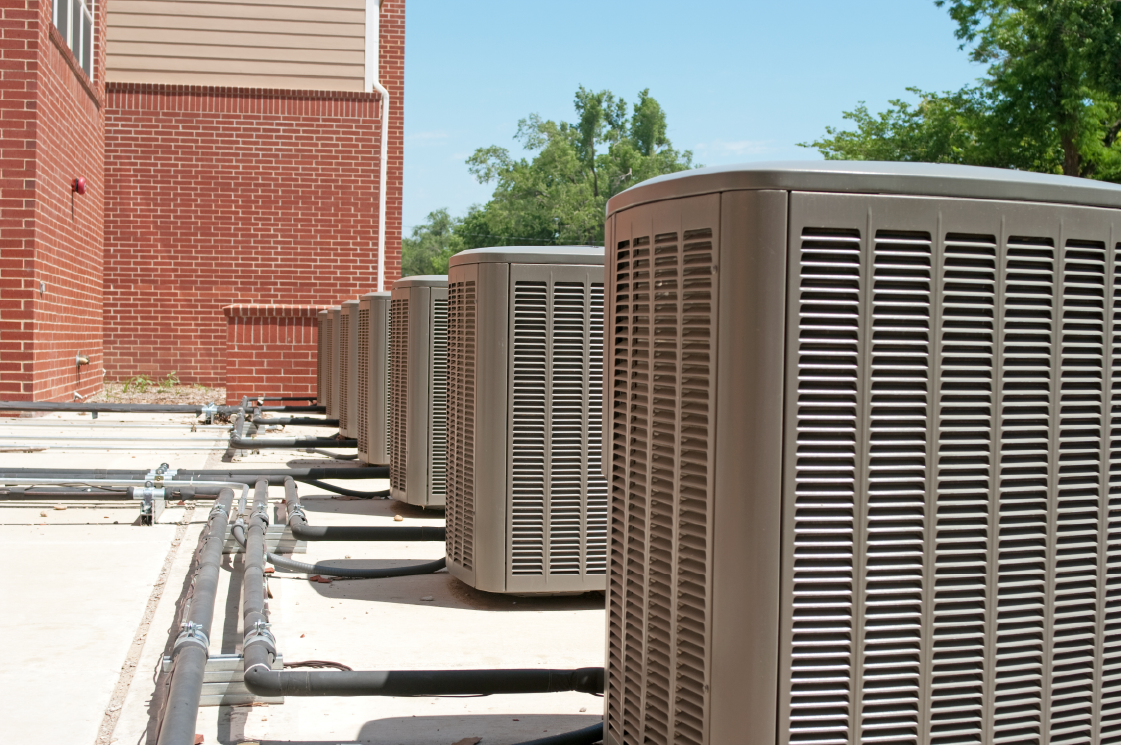 row of Commercial AC units | Advanced Heating and Air Conditioning