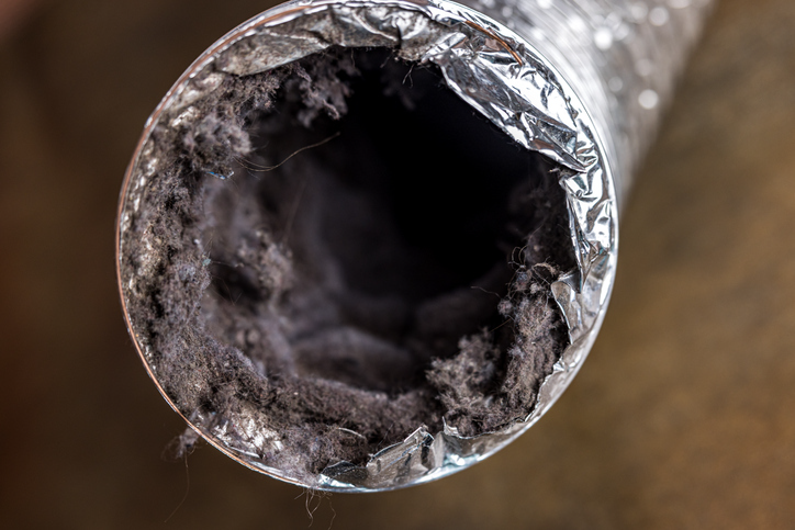 duct ductwork filled with lint, dust and dirt. | Advanced Heating and Air Conditioning